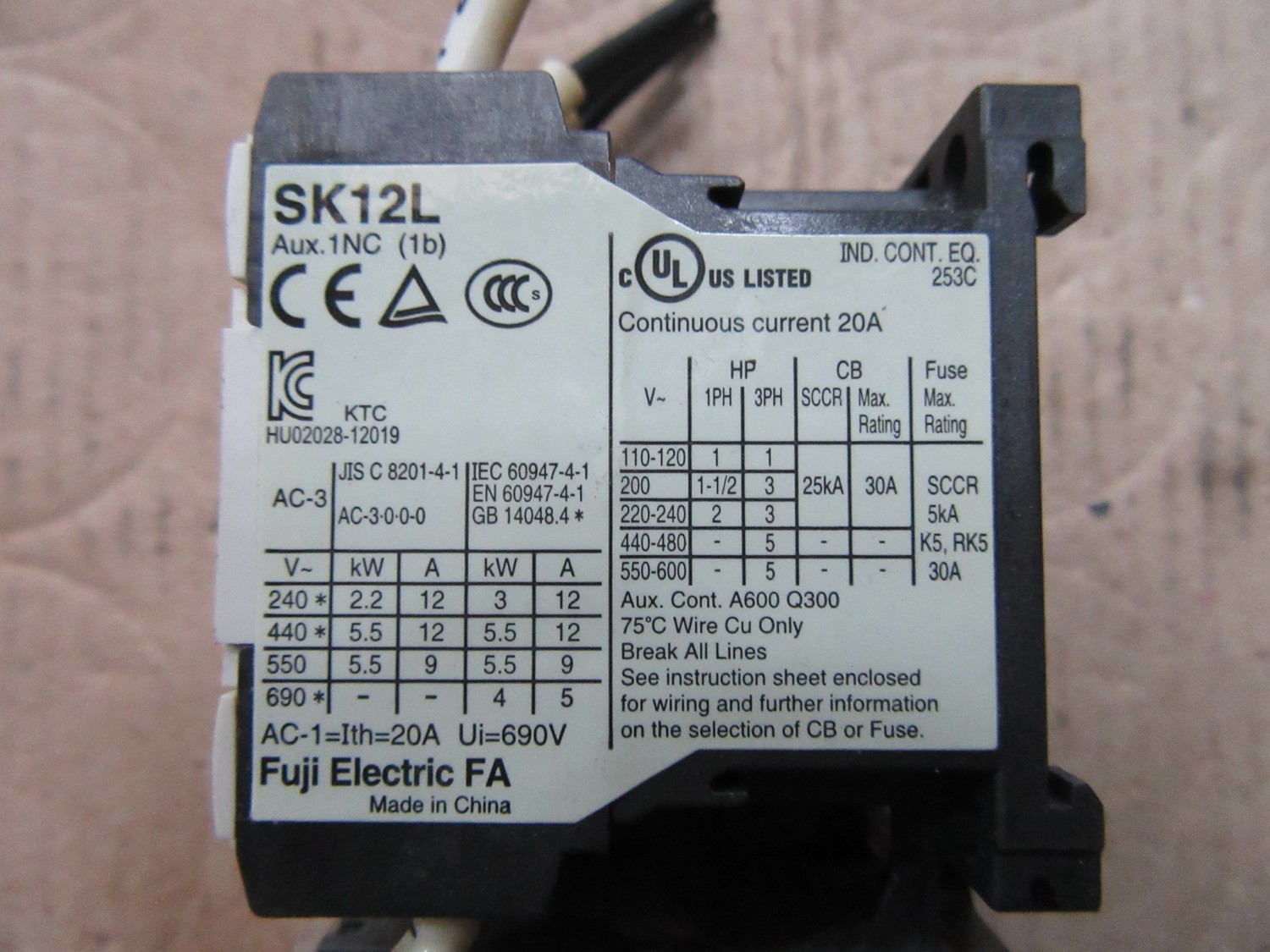 中古Other 標準形電磁開閉器TK12(6-9A)/SK12L FUJI ELECTRIC 