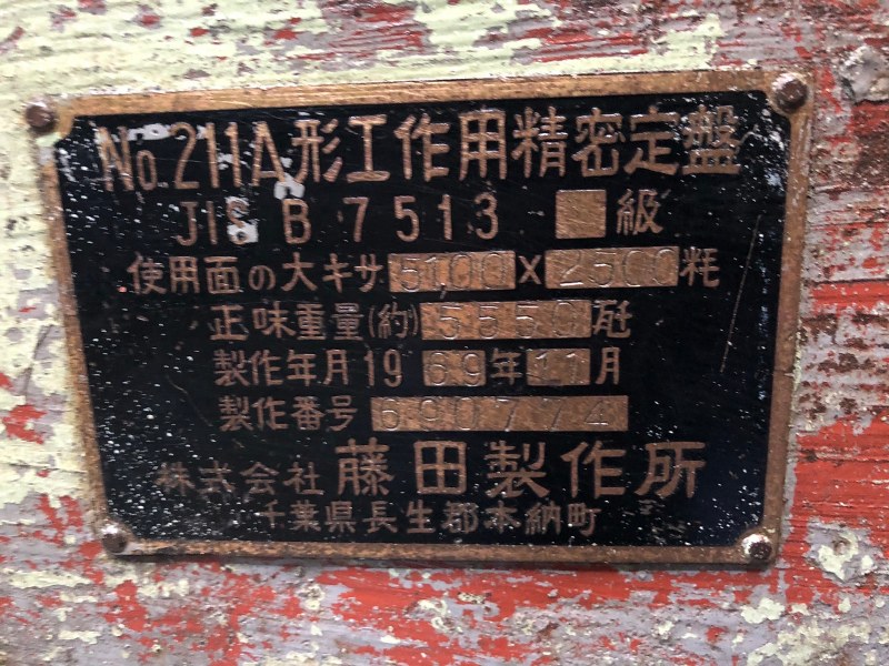 中古Iron surface plate 【定盤】W1700×D2500×H250（mm） 藤田/FUJITA