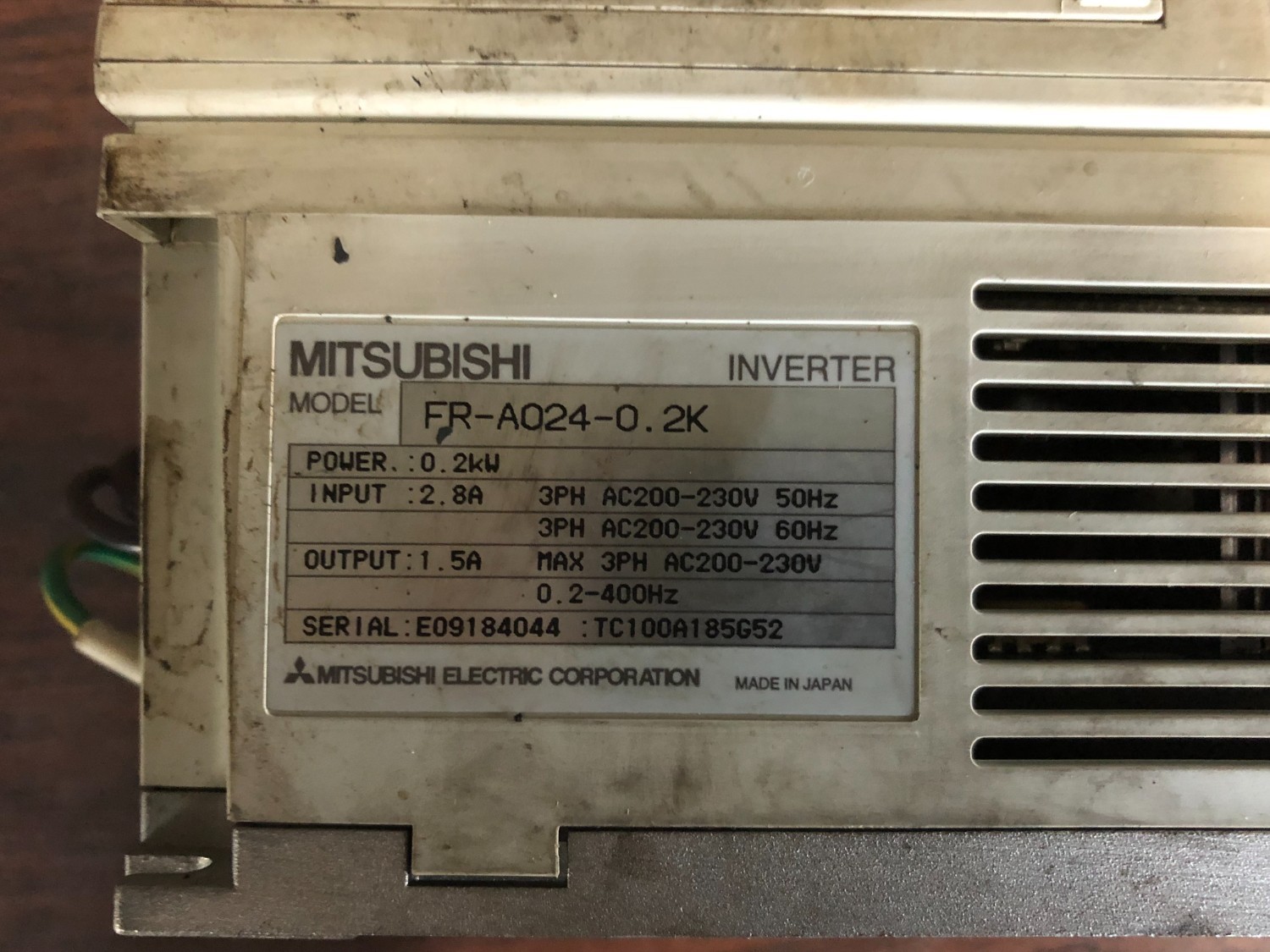 中古その他 インバーターINVERTER FR-A024-0.2K (FR-PU03)  三菱電機