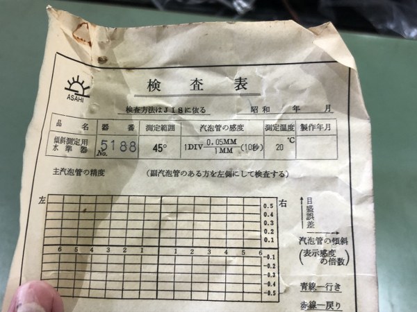 中古その他測定工具・基準器・試験機 [水準器]No.5188　 ASAHI