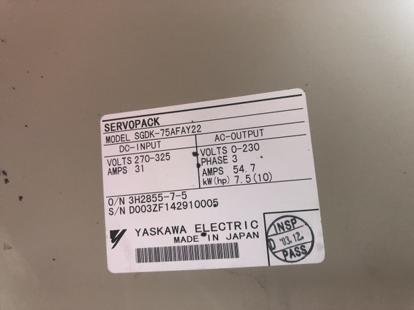 中古Other SERVO-SGDK-75FA-Y22　ACサーボモーター YASKAWA