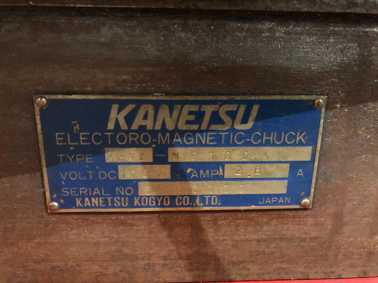中古Electromagnetic chuck 【電磁マグネットチャック】KETZ-40100A カネテック/KANETSU KOGYO