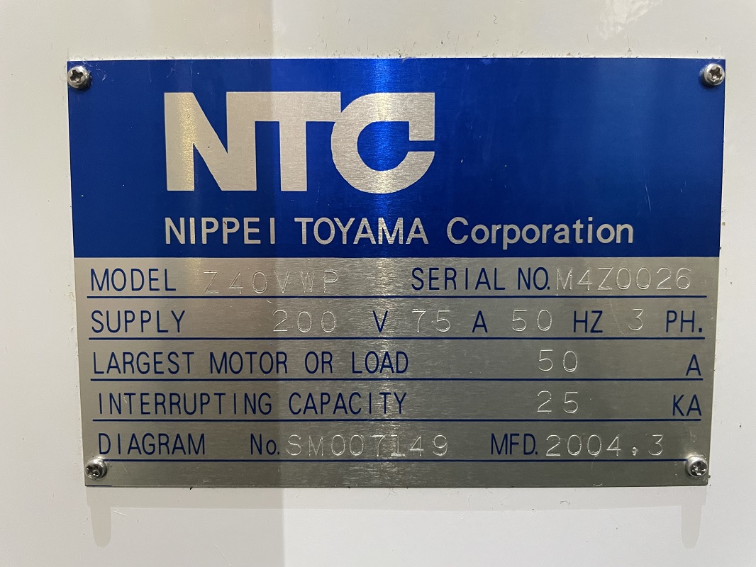 中古立マシニングセンタ Z40VWP 日平トヤマ NTC