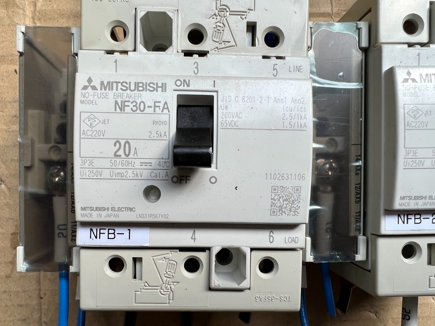 中古その他 【遮断器 NF-FAシリーズ2個】NF30-FA(20A) 三菱/MITSUBISHI