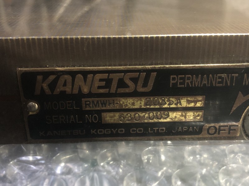 中古永磁チャック 【永磁マグネットチャック】RMWH-2035A カネテック/KANETSU 