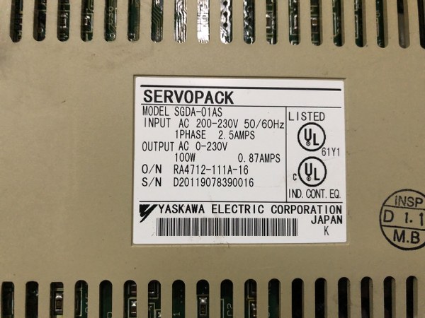 中古その他 「ACサーボパック　」SGDA-01AS 安川電機 YASKAWA ELECTRIC