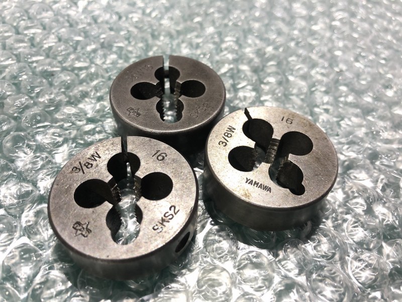 中古Thread cutting die 【ダイスセット】1セット3個（3/8W：SKS2  16） ヤマワ/Yamawa