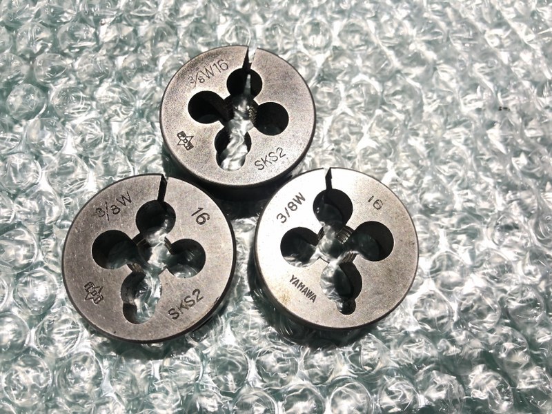 中古Thread cutting die 【ダイスセット】1セット3個（3/8W：SKS2  16） ヤマワ/Yamawa