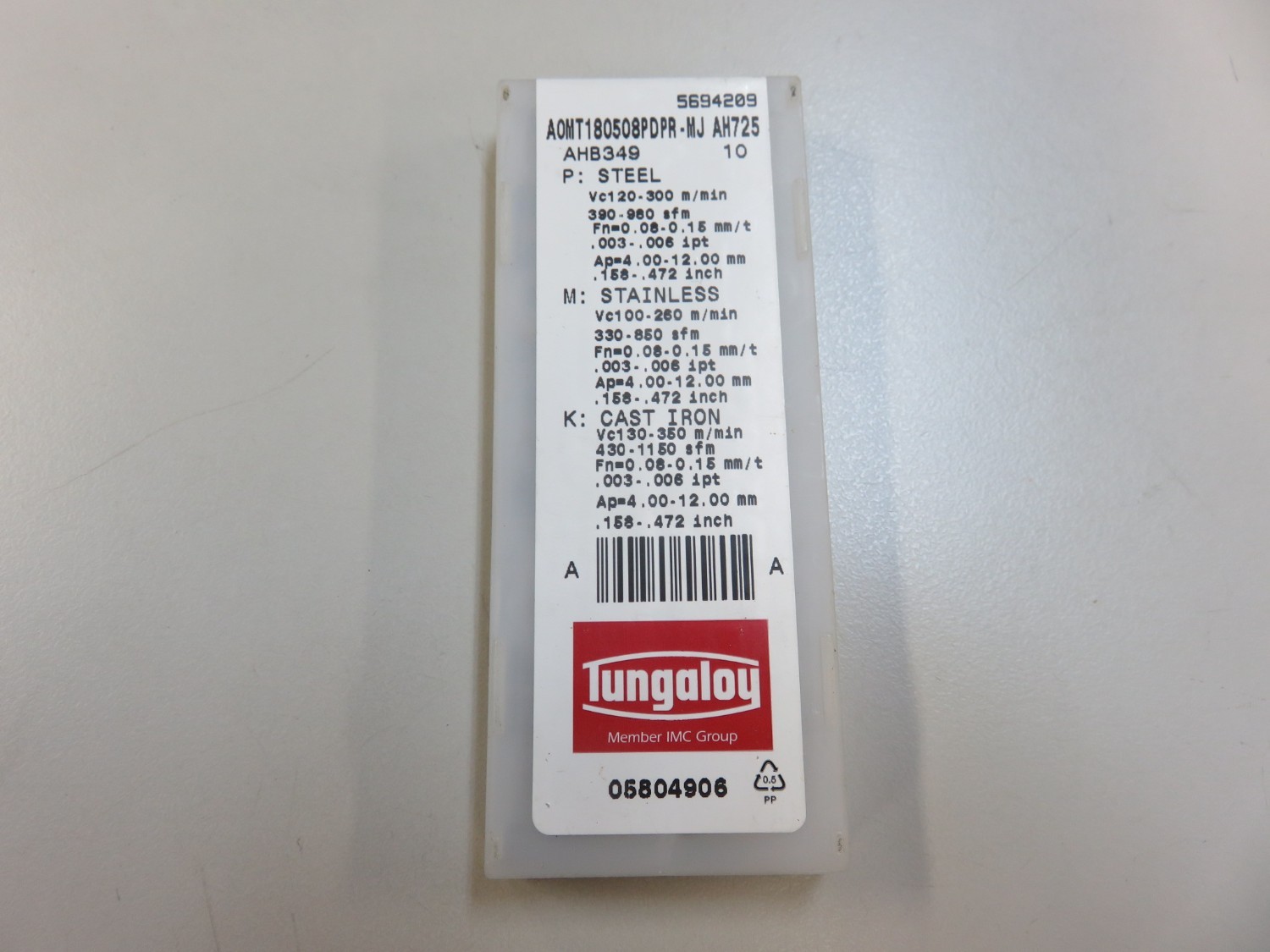 中古インサート（チップ） 【チップ】AOMT180508PDPR-MJAH725 タンガロイ/Tungaloy