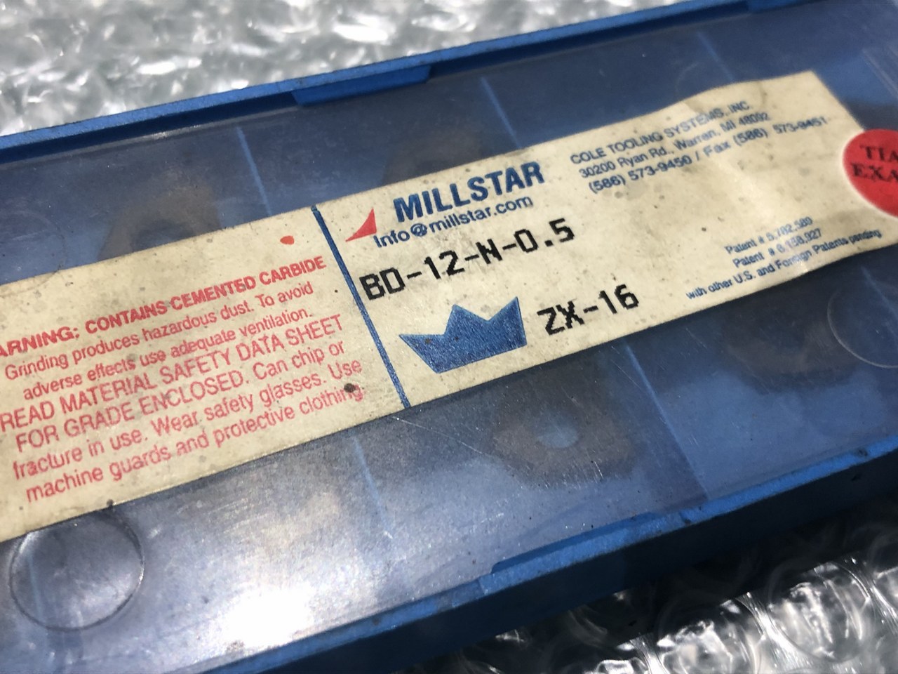 中古インサート（チップ） 【チップ】BD-12-N-0.5　ZX-16 MILL STAR