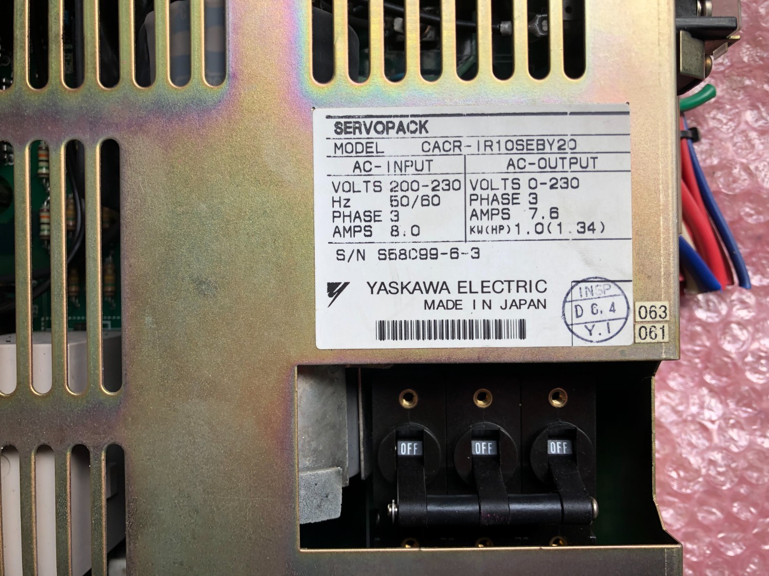 中古その他 【サーボパック】CACR-IR10SEBY20 YASKAWA