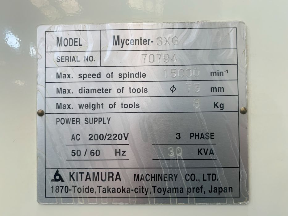 中古Vertical Machining Center Mycenter-3XG KITAMURA 