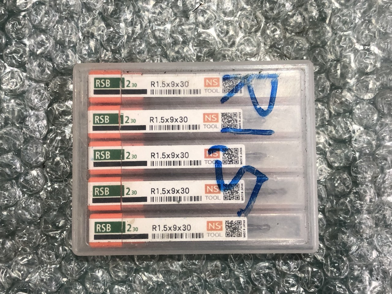 中古エンドミル(ボール） 【ボール/エンドミル】R1.5x9x30（5本） NS TOOL