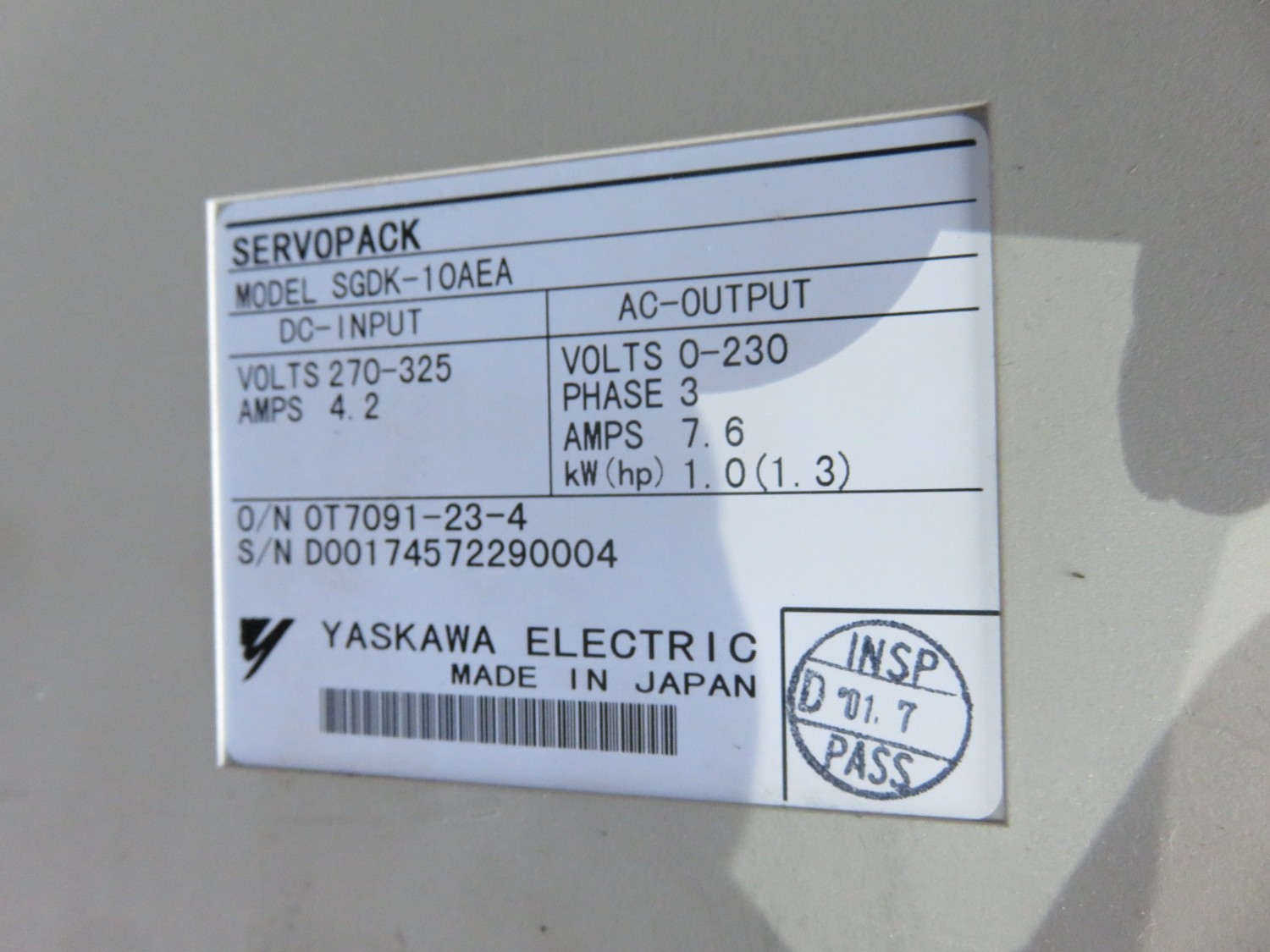 中古その他 【サーボパック】SGDK-10AEA 安川電機 