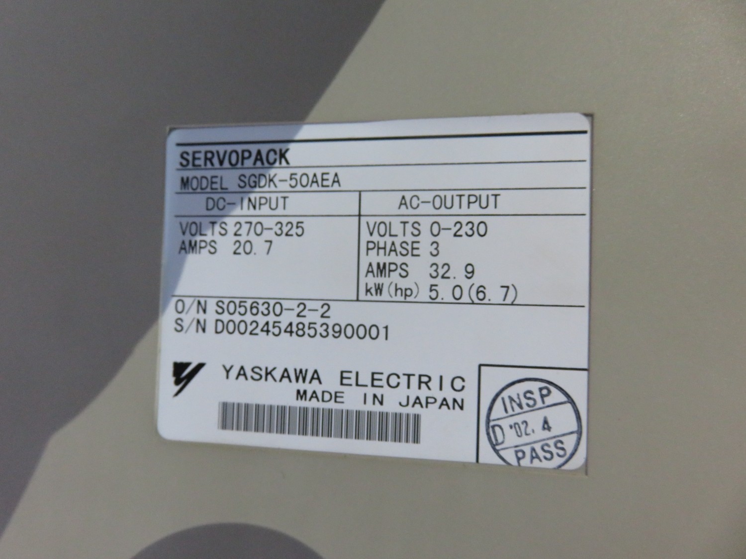 中古その他 【サーボパック】SGDK-50AEA 安川電機