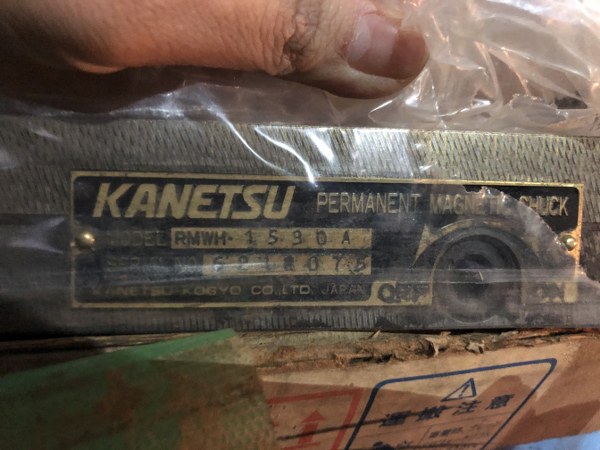 中古Permanent magnetic chuck 【マグネットチャック】RMWH-1590A カネテック/KANETEC