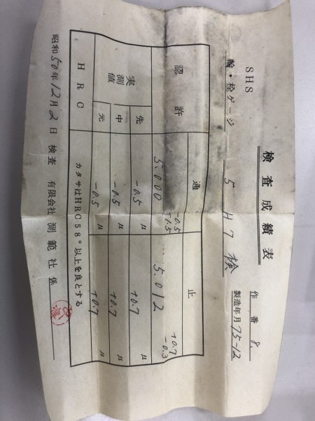 中古その他ゲージ 【限界プラグゲージ】5H7 有限会社測範社/Sokuhansha