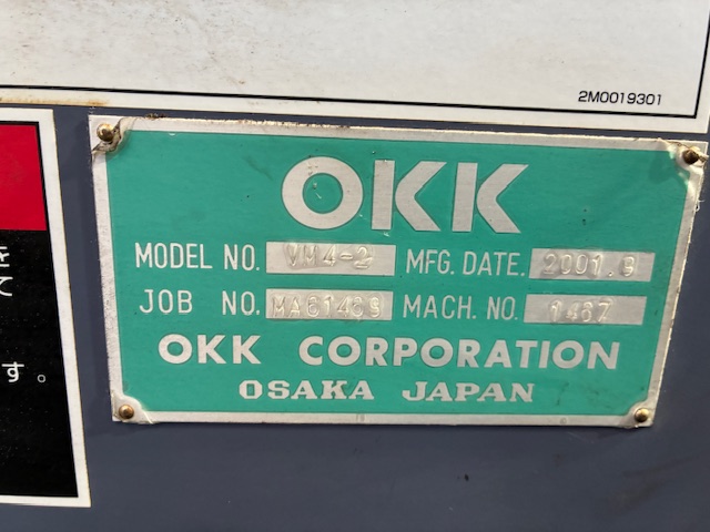 OKK Machining Center VM4-2 (2001, Nameplate Photo)