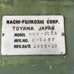 Nachi Broaching Machine NUV-10SA 1993 Nameplate Photo