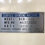 Ichikawa Manufacturing NC Surface Grinder RCB-1500 2016 Nameplate Photo