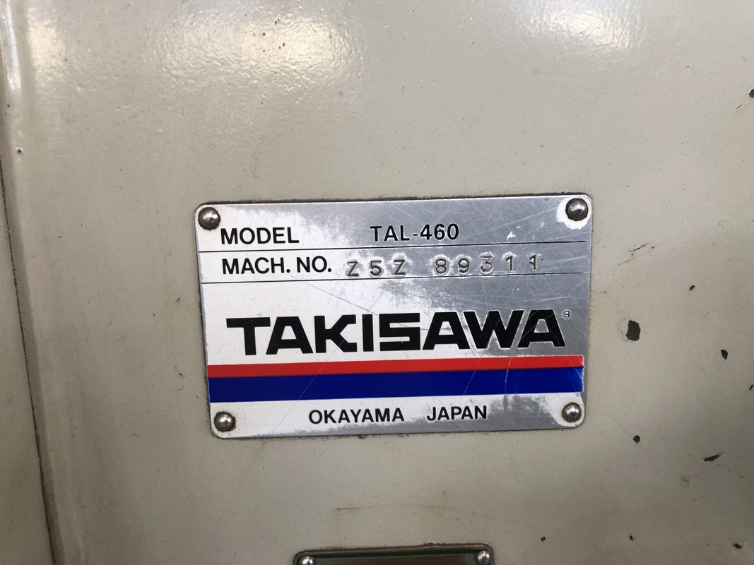 Takisawa Lathe 2m and Over TAL-460 1998 Nameplate Photo