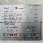 Kitamura Machinery Vertical Machining Center Mycenter-3XG 2013.8 Nameplate Photo