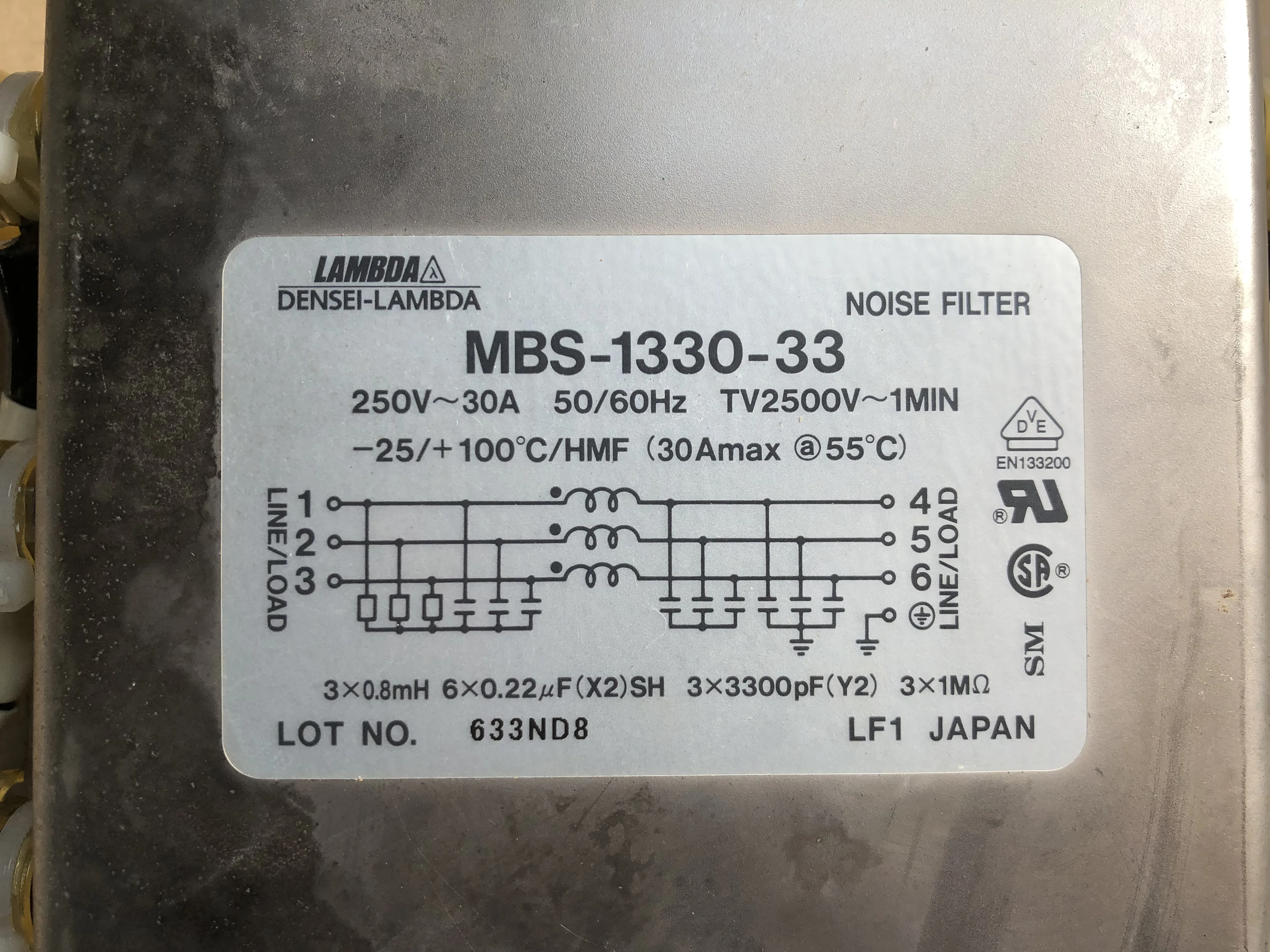 TDKラムダ/デンセイ・ラムダ ノイズフィルター MBS-1330-33 / TDK-LAMBDA Noise Filter MBS-1330-33 TJ230484