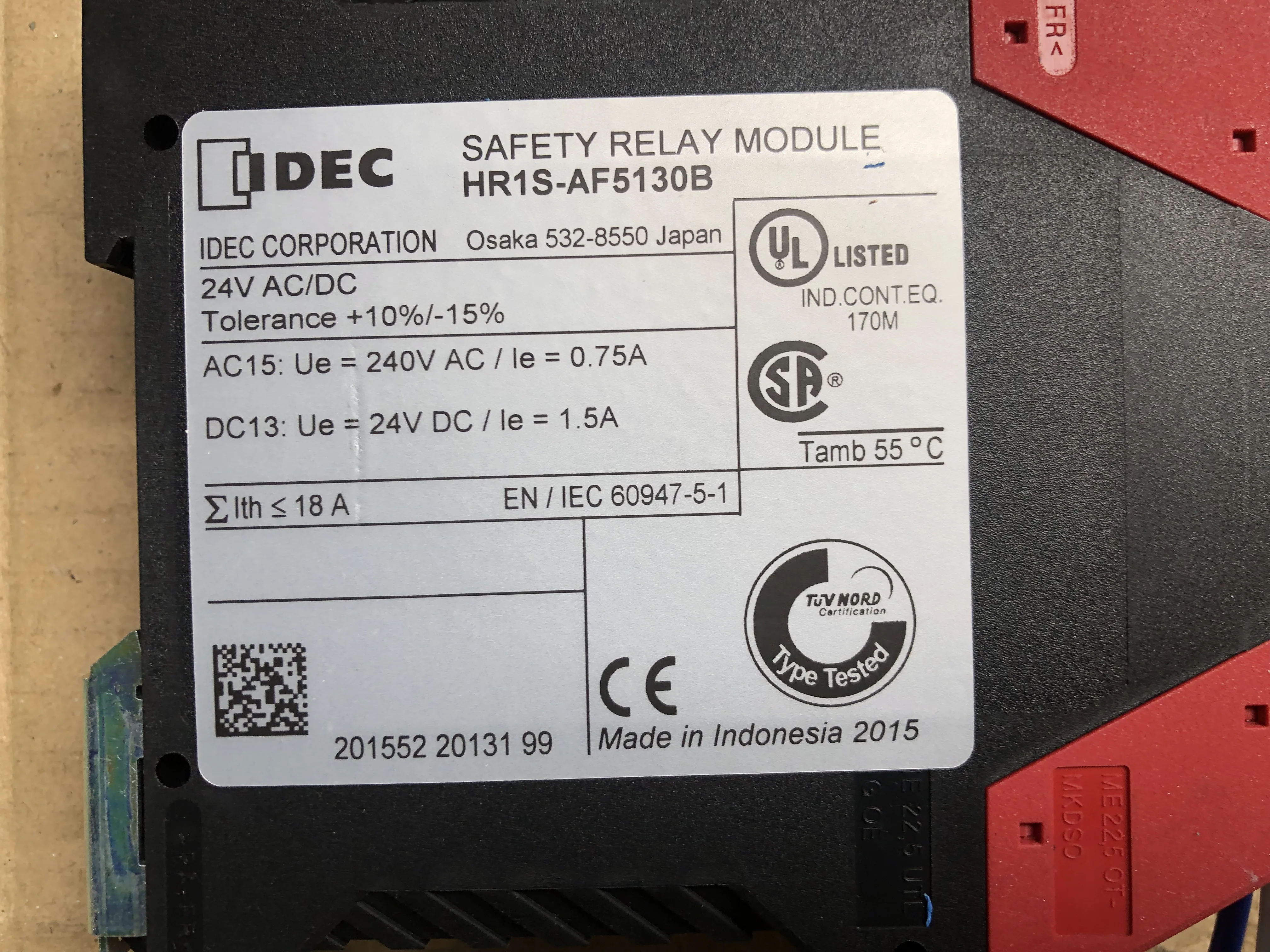 アイデック/和泉電気 安全リレーモジュール HR1S-AF5130B / IDEC Safety Relay Module HR1S-AF5130B TJ230529