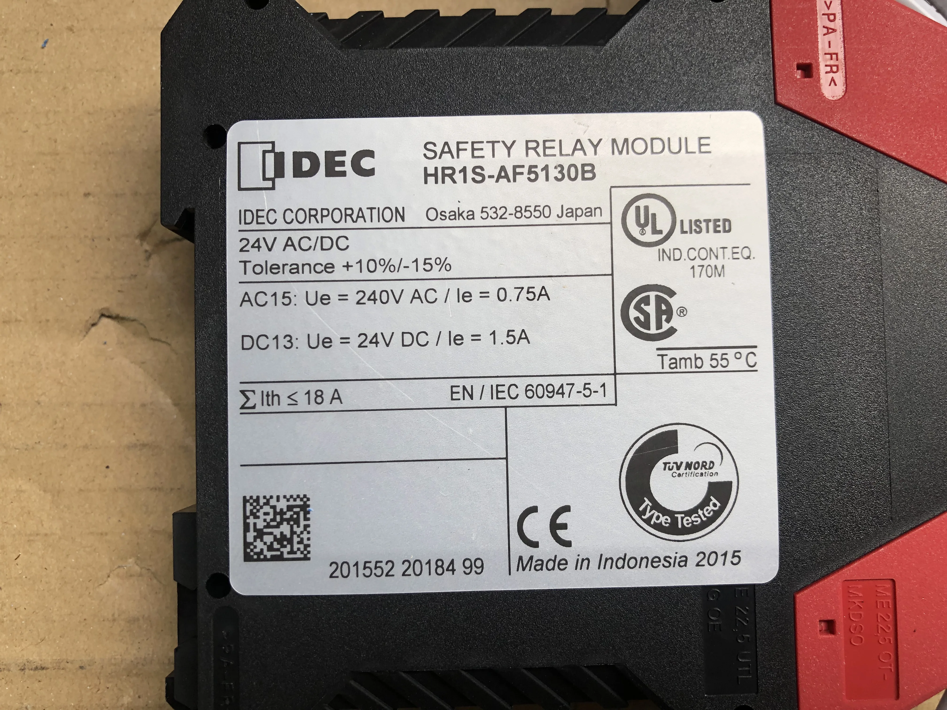 アイデック/和泉電気 安全リレーモジュール HR1S-AF5130B / IDEC Safety Relay Module HR1S-AF5130B TJ230530