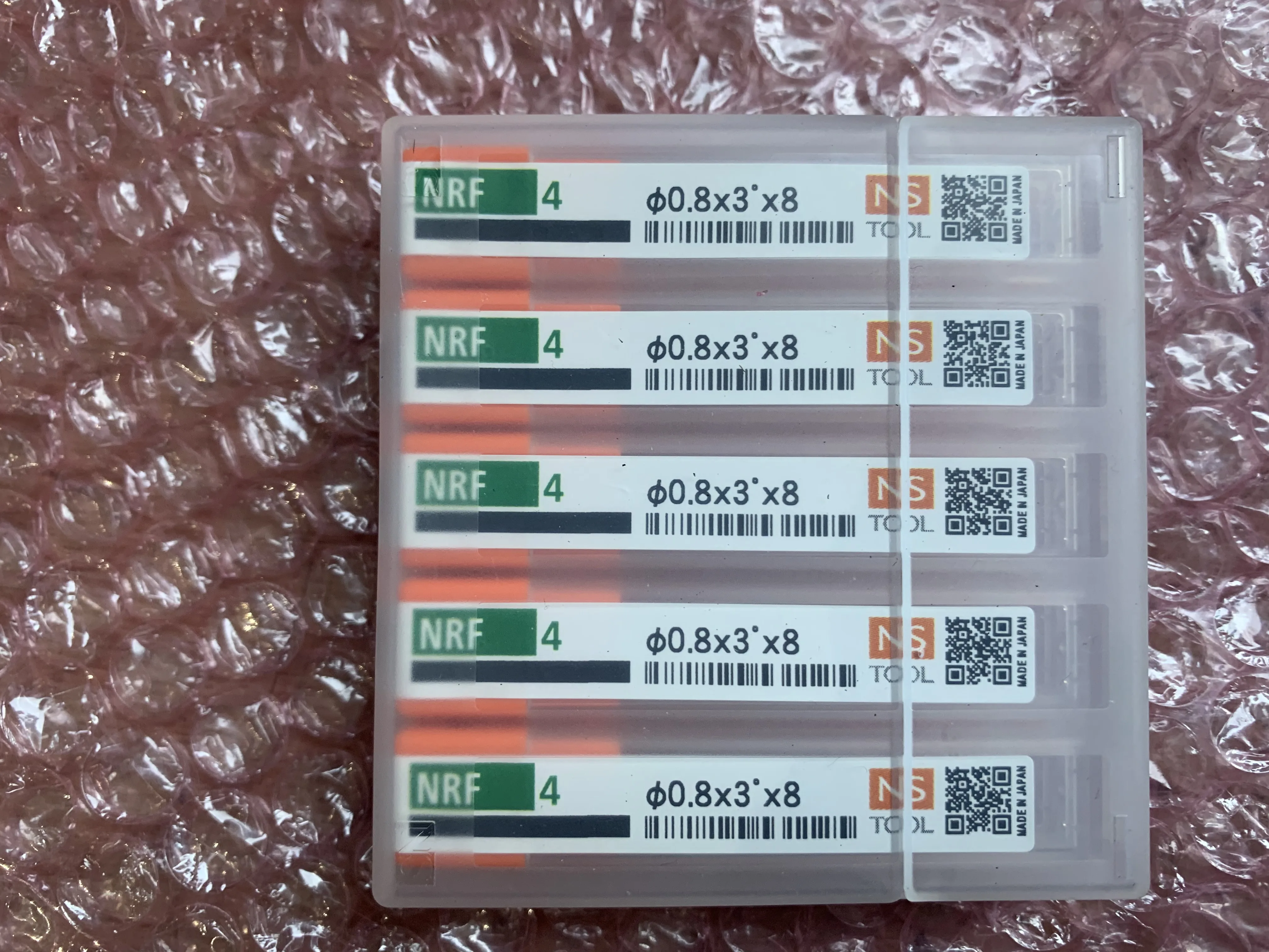日進工具 NS エンドミルセット NRF4-φ0.8x3x8 セット5個 / NS TOOL 4-Flute Deep Rib Taper End Mill 5pcs NRF4-φ0.8x3x8 セット5個 TM220142