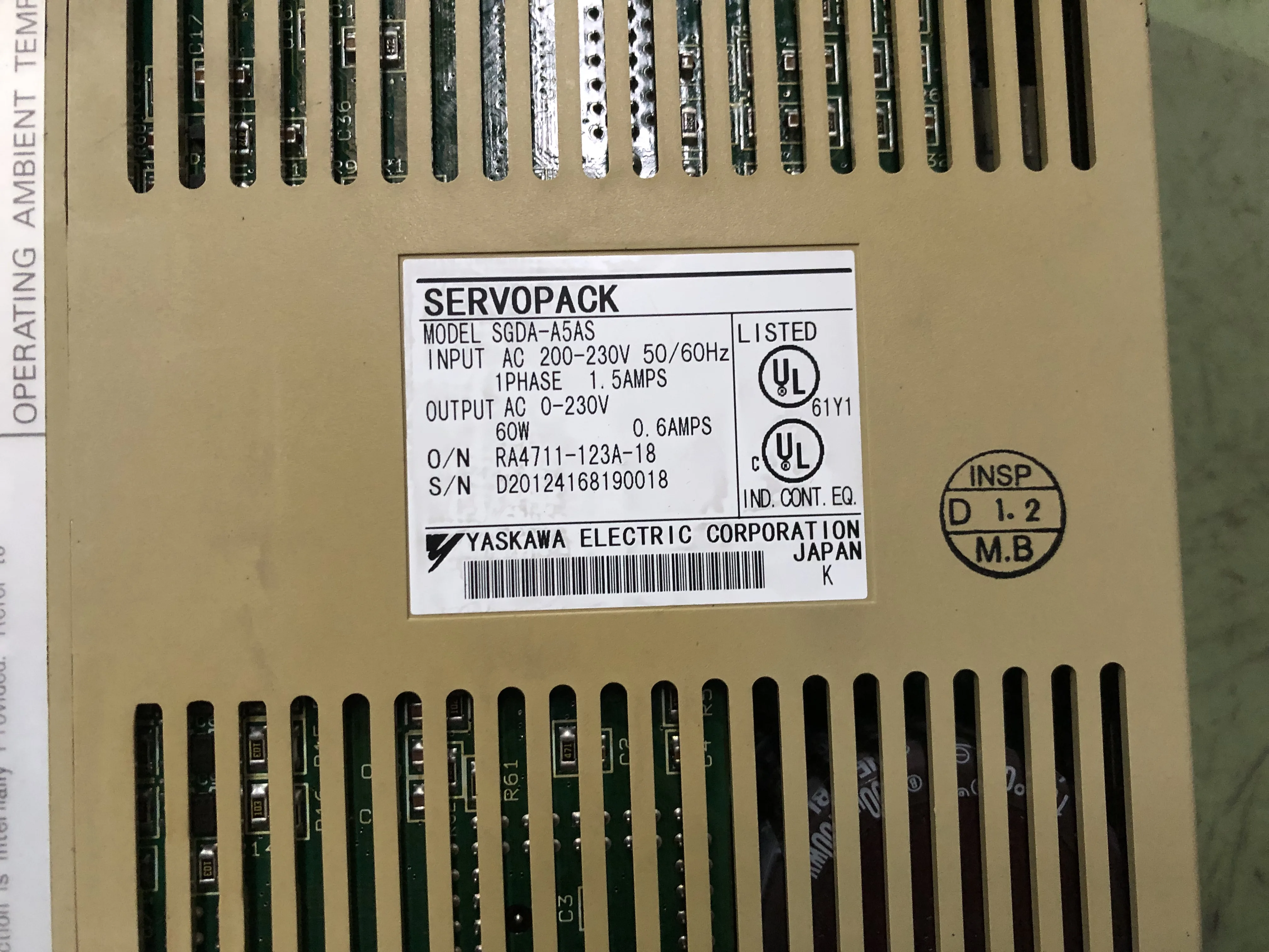 安川電機 ACサーボパック SGDA-A5AS / YASKAWA ELECTRIC AC Servo Pack SGDA-A5AS TP230043