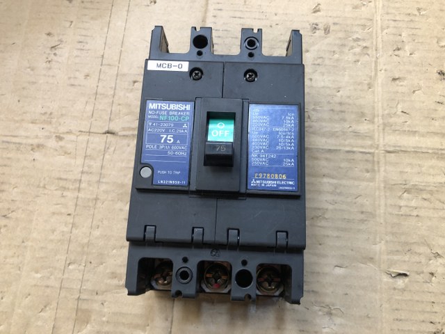 ノーヒューズ遮断器/三菱電機/MITSUBISHI/NF100-CP 75A/TP230112