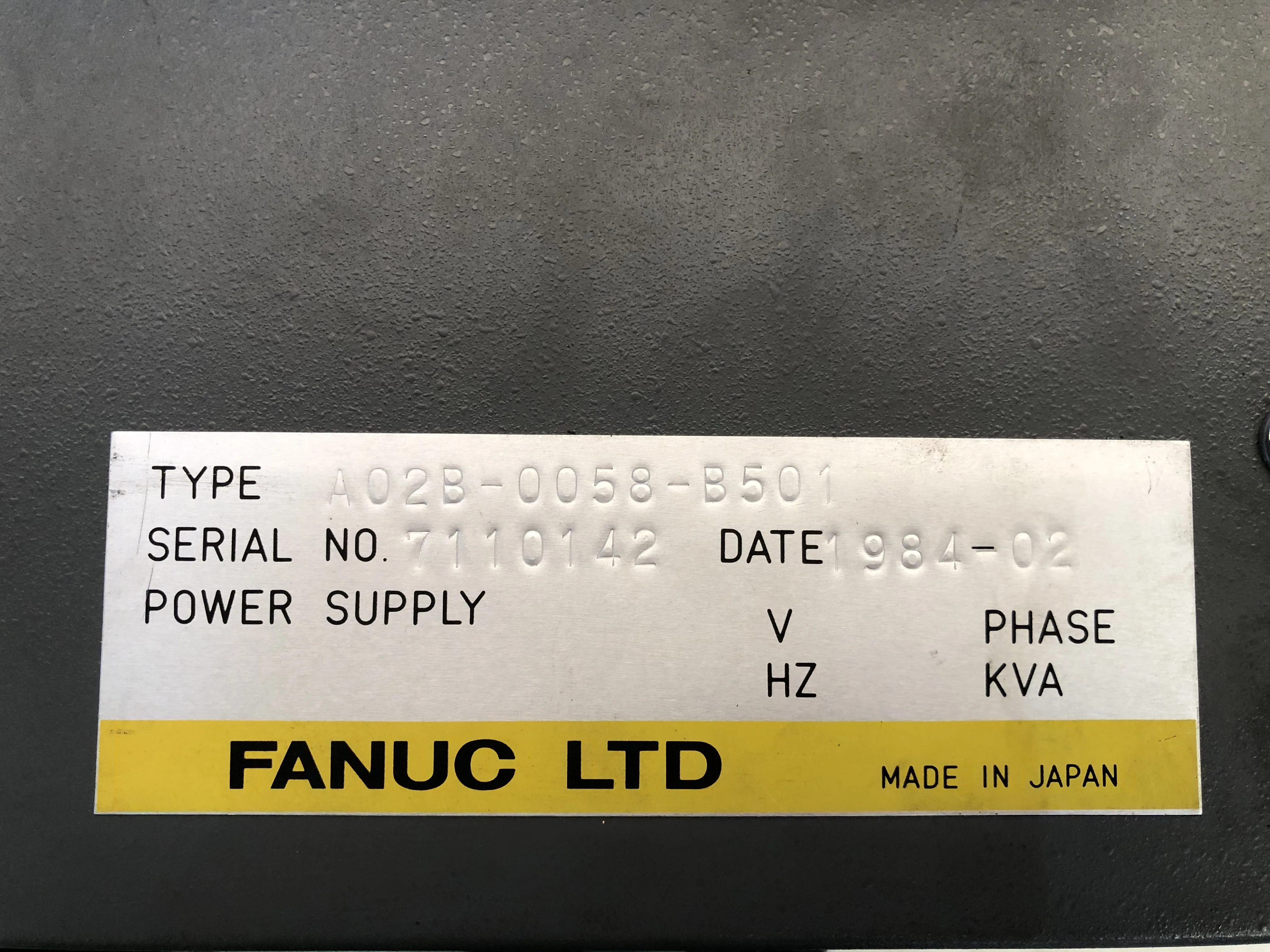 ファナック パワーサプライ A02B-0058-B501 / FANUC A02B-0058-B501 TP250099